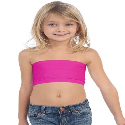 Kurve Girls Bandeau Tube Bra - Strapless Bandeau Bra,UV Protective Fabric UPF50+, Neon Fuschia, Age (9-14)