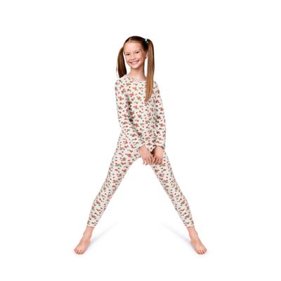 Rocky Thermal Underwear Kids Girls Thermal Underwear Set Long Johns kid Thermals Kid Base Layer kids thermals top bottom set, Thermal Set inner fleece, X-Small, Floral Design