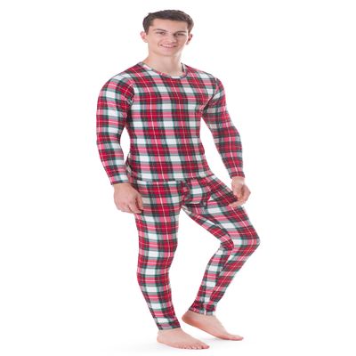 Rocky Thermal Underwear Men Long Johns Men Thermal Underwear Thermals Mens Base Layer Mens Thermals Top and Bottom Set (White Plaid, X-Large, Standard Weight - 185 GSM, One Pack)