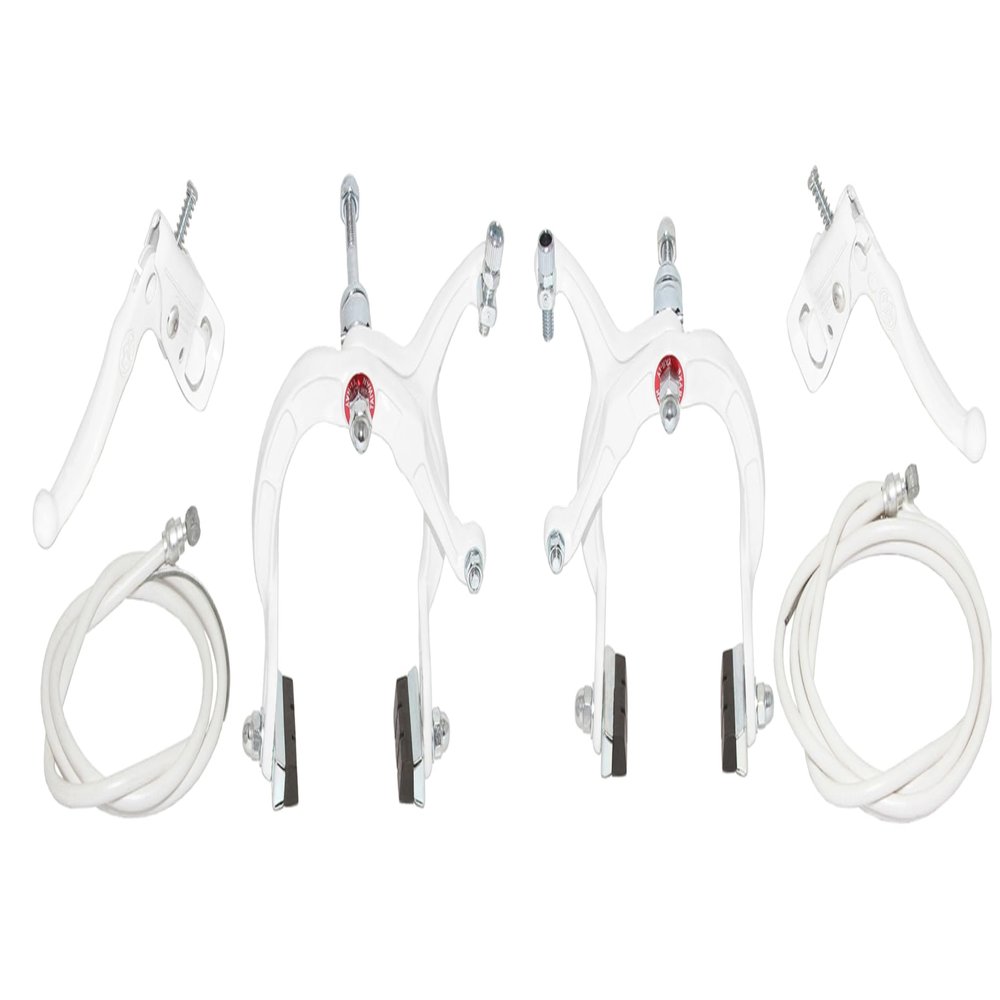 Lowrider White Alloy Bike Mx Brake Set. Front and Rear Bicycle Brake Set Bike Brake Set