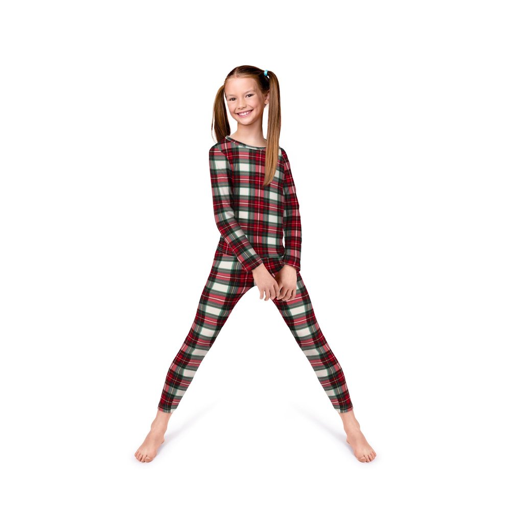 Rocky Thermal Underwear Kids Girls Thermal Underwear Set Long Johns kid Thermals Kid Base Layer kids thermals top bottom set, White Plaid, Small, Standard-185 GSM, THERMALS SET