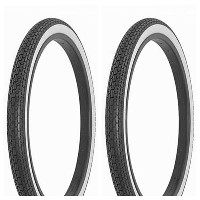Two Bike tire 20 x 1-3/4 S7 Black/White Side Wall FR-120A. Bicycle tire,Bike Parts,Bicycle Parts