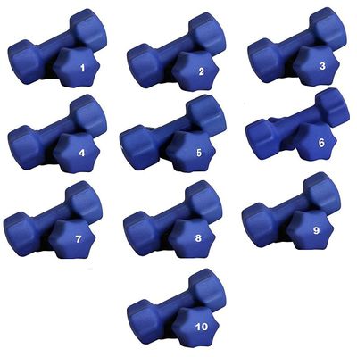 Ader Blue Neoprene Dumbbell Set- 1, 2, 3, 4, 5, 6, 7, 8, 9, 10 LB 10 Pairs, Rack not Included