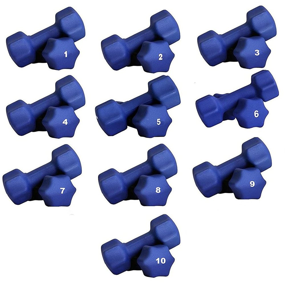 Ader Blue Neoprene Dumbbell Set- 1, 2, 3, 4, 5, 6, 7, 8, 9, 10 LB 10 Pairs, Rack not Included