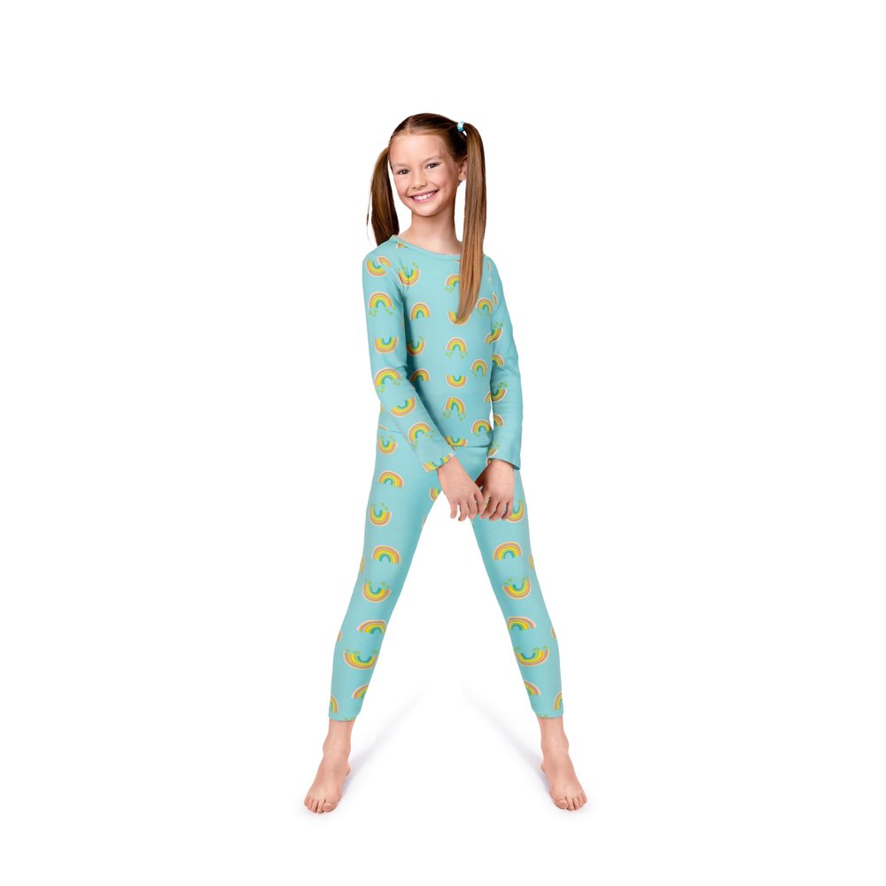Rocky Thermal Underwear Kids Girls Thermal Underwear Set Long Johns kid Thermals Kid Base Layer kids thermals top bottom set, Rainbow Design, X-Large, Standard-185 GSM, THERMALS SET