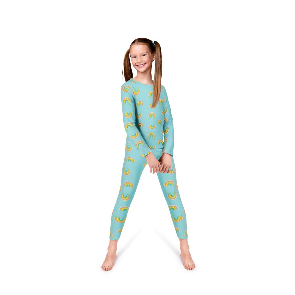 Rocky Thermal Underwear Kids Girls Thermal Underwear Set Long Johns kid Thermals Kid Base Layer kids thermals top bottom set, Thermal Set inner fleece, Medium, Rainbow Design