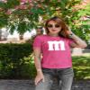 Letter M Halloween Costumes T-Shirt | Funny Cool Graphic tee idea | for Women Azalea Pink view 2