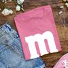 Letter M Halloween Costumes T-Shirt | Funny Cool Graphic tee idea | for Women Azalea Pink view 3
