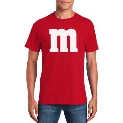 Letter M Halloween Costumes T-Shirt | Funny Cool Graphic Tee Idea | for Men Red
