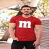Letter M Halloween Costumes T-Shirt | Funny Cool Graphic Tee Idea | for Men Red view 4