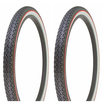 Two Bike tire Duro 26 x 2.125 Black/White Side Wall Red Line HF-133. Bicycle tire,Bike Parts,Bicycle Parts