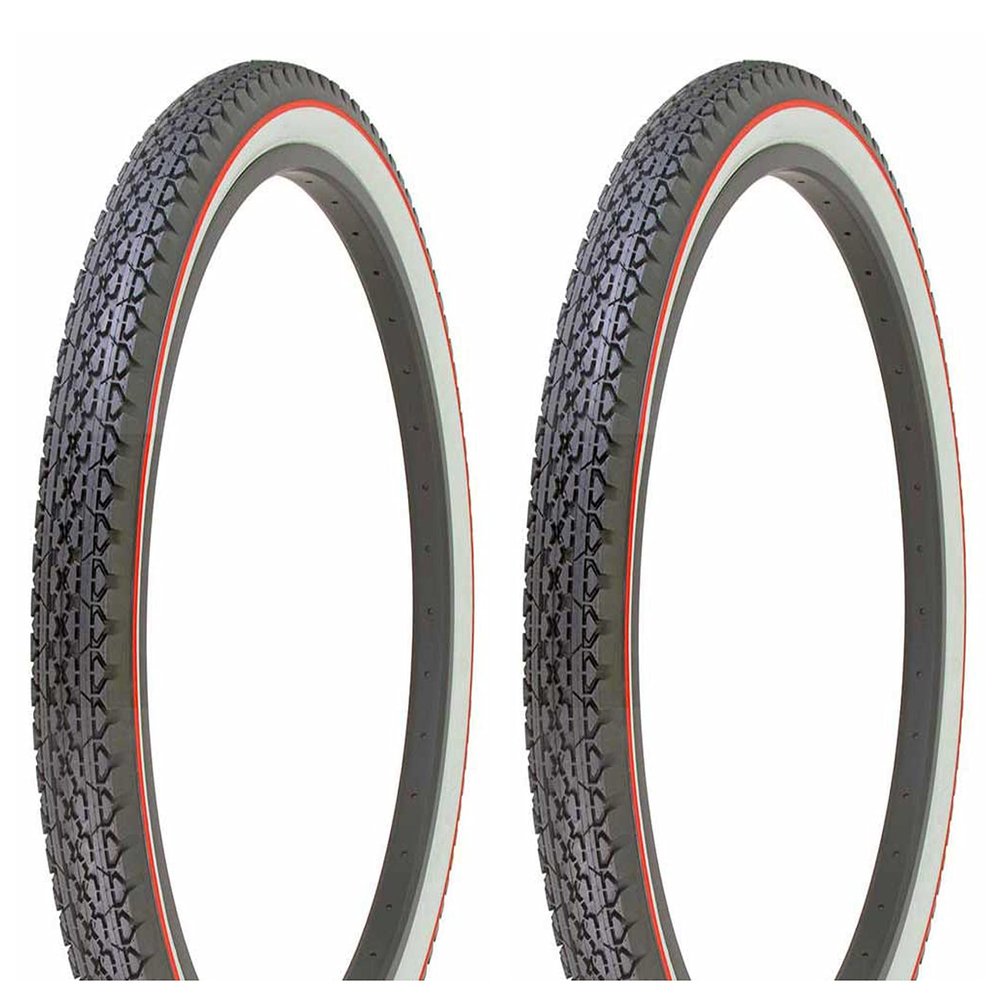 Two Bike tire Duro 26 x 2.125 Black/White Side Wall Red Line HF-133. Bicycle tire,Bike Parts,Bicycle Parts