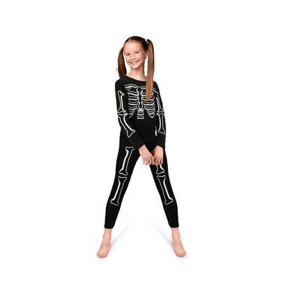 Rocky Thermal Underwear Kids Girls Thermal Underwear Set Long Johns kid Thermals Kid Base Layer kids thermals top bottom set, Skeleton (Glow the Dark), Small, Standard-185 GSM, THERMALS SET