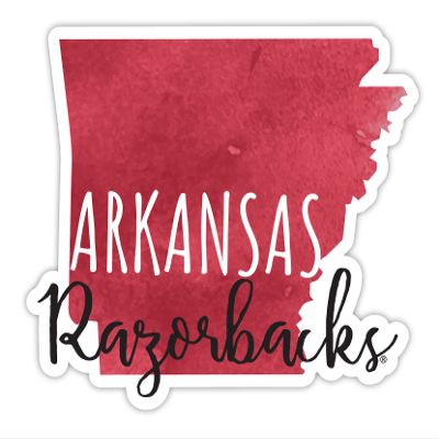 Arkansas Razorbacks Watercolor State Decorative Decal 4-Inch Officially Licensed Collegiate Product