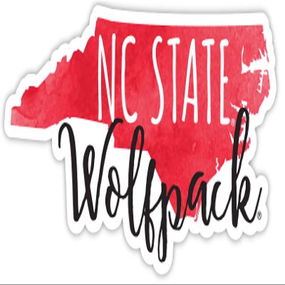 NC State Wolfpack Watercolor State Decorative Decal 4-Inch Officially Licensed Collegiate Product