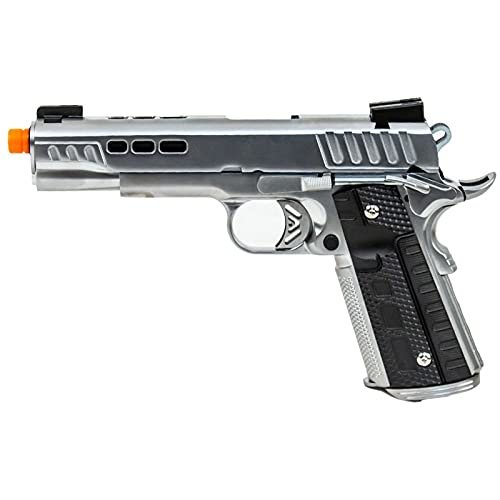 330 FPS KP 1911 Ascend Airsoft Custom Blowback Gas Metal Frame Airsoft Hand Pistol 6mm BBS (Silver)