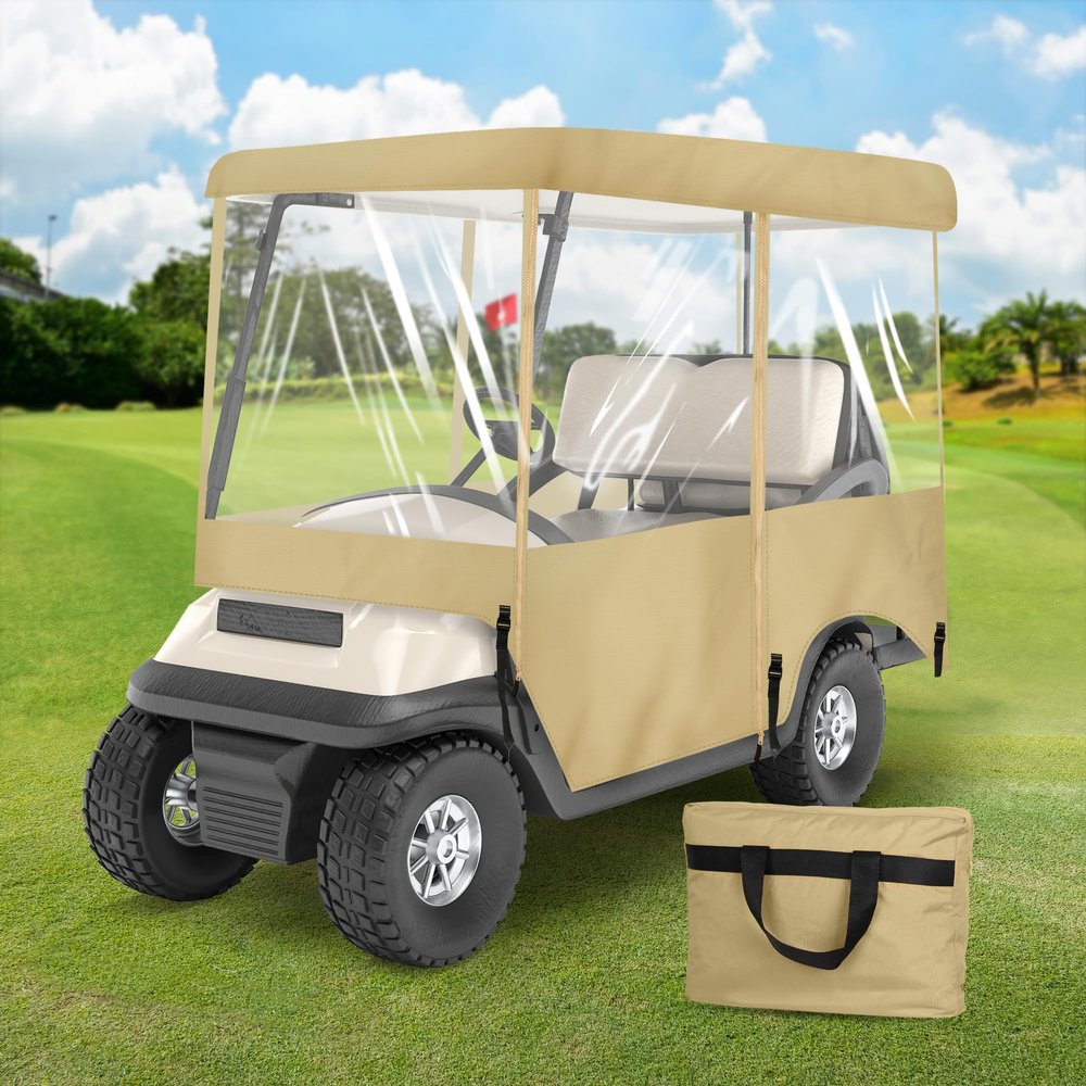 SHANTRA Golf Cart Enclosure, Golf Cart Cover for 2 Passengers with 4-Sided Transparent Windows, Portable & Universal Rain Cover with Carrying Bag - 54 x 41 x 53 inch, Waterproof