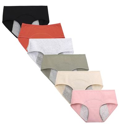 Kissecret Teen Girls Cotton Menstrual Period Underwear Briefs Pack of 6pcs Breathable Heavy Flow Protective Leak-Proof Panties (Medium, Style1)