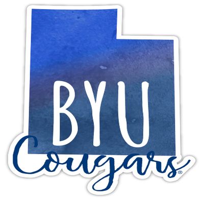 Brigham Young Cougars Watercolor State Decorative Decal 4-Inch Officially Licensed Collegiate Product