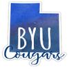 Brigham Young Cougars Watercolor State Decorative Decal 4-Inch Officially Licensed Collegiate Product