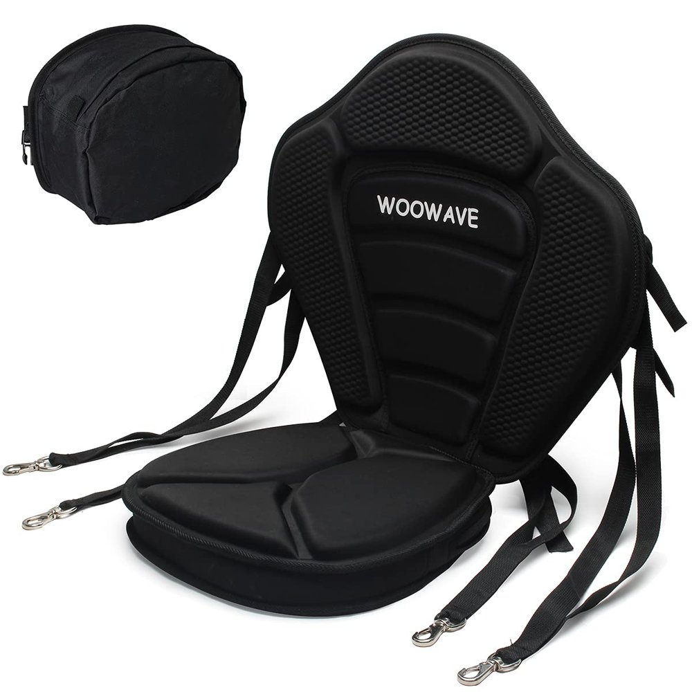 WOOWAVE Kayak Seat Thickened Padded Paddleboard Seat Adjustable Boat Seat Cushioned Fishing Seats High Back Comfortable Backrest Support with Detachable Back Storage Bag for Universal Sit