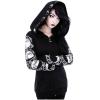Women's Halloween Costumes Tops Loose Gothic Punk Blouse Long Sleeve Hooded Black Cardigan Zipper Jacket Coat