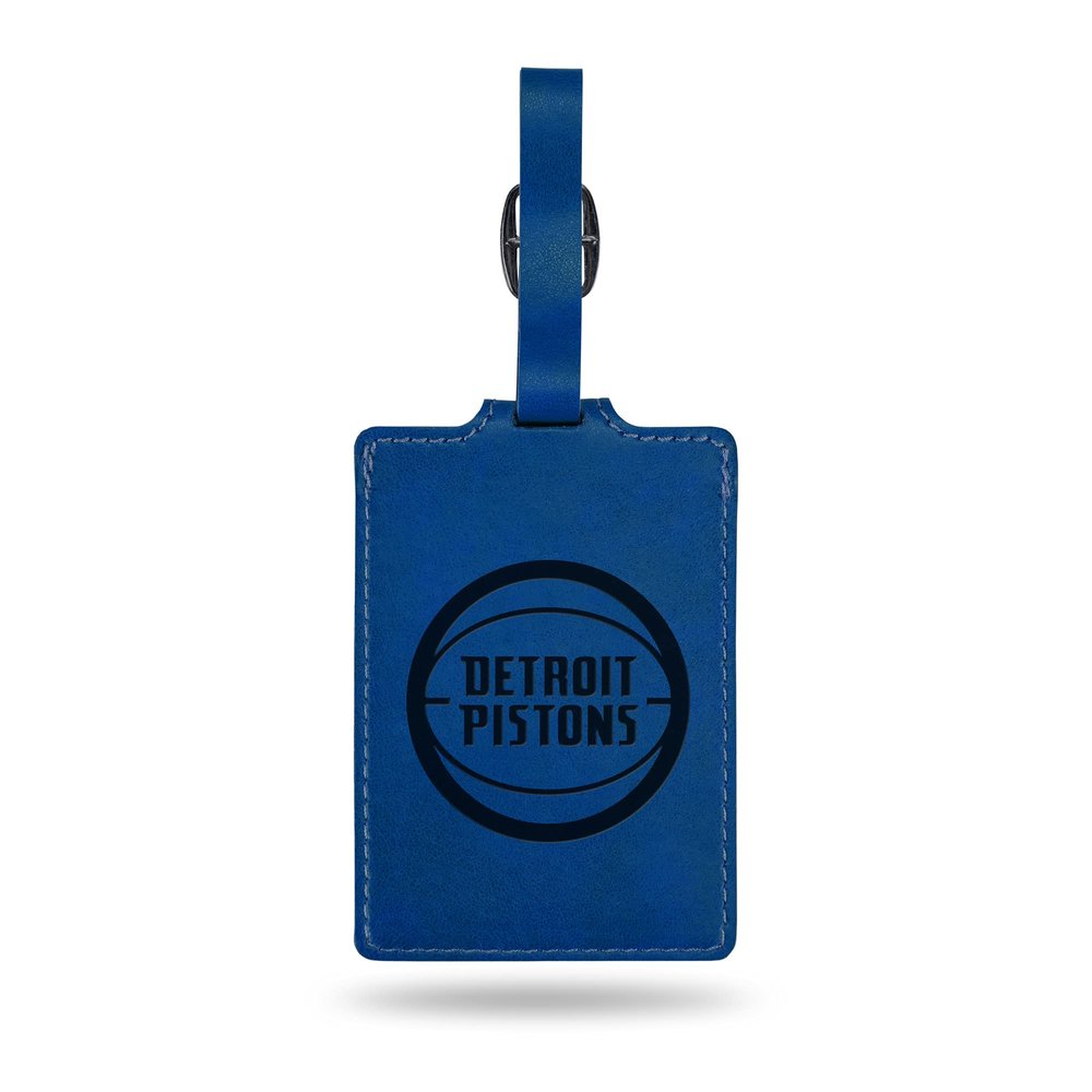 Rico Industries NBA Detroit Pistons Blue Laser Engraved Ultra Suede Luggage Tag - Includes ID Card