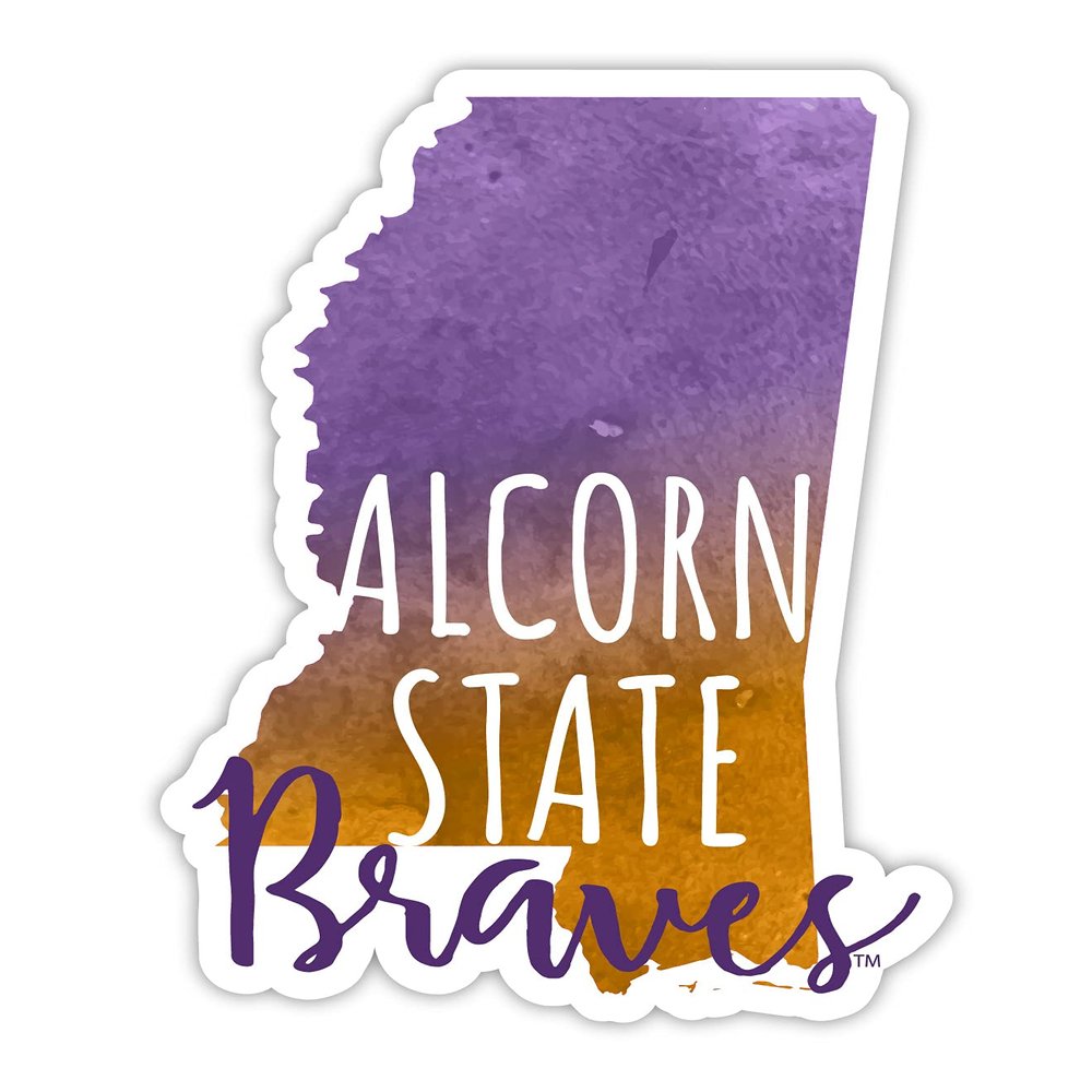 Alcorn State Braves Watercolor State Die Cut Decal 4-Inch Officially Licensed Collegiate Product