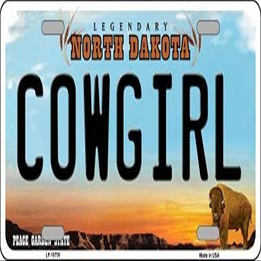 Cowgirl North Dakota Novelty Metal Vanity License Plate Tag LP-10735