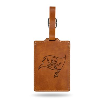 NFL Rico Industries Tampa Bay Buccaneers Brown Laser Engraved Ultra Suede Luggage Tag - Includes ID Card