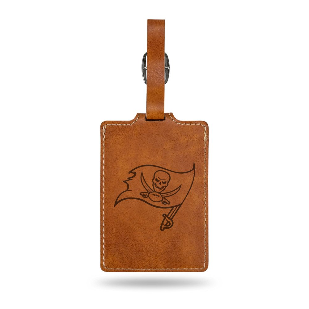 NFL Rico Industries Tampa Bay Buccaneers Brown Laser Engraved Ultra Suede Luggage Tag - Includes ID Card