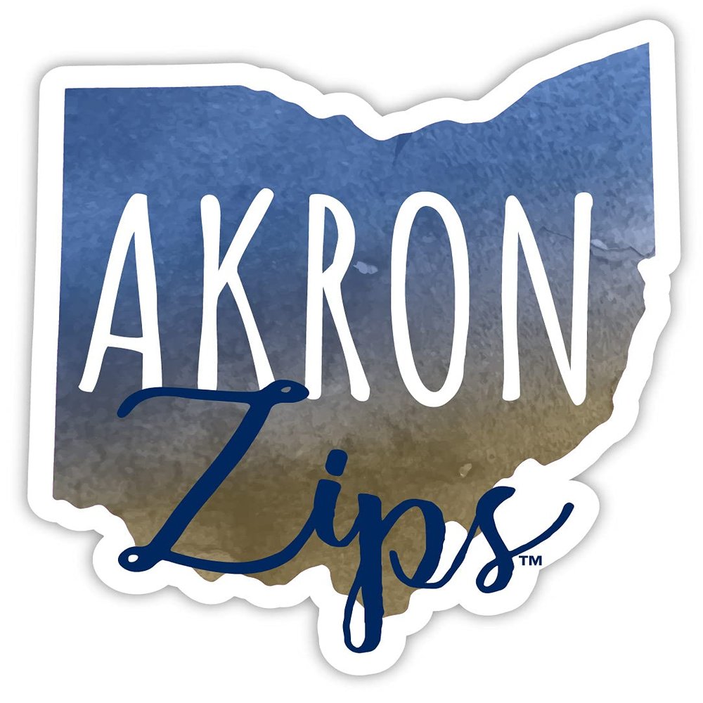 Akron Zips Watercolor State Decorative Decal 2-Inch Officially Licensed Collegiate Product