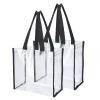 HAOGUAGUA 2-Pack Clear Tote Bag Stadium Approved 12x12x6, Transparent See Through Clear Tote Bag for Work, Sports Games, Concerts, Beach (Black) view 2