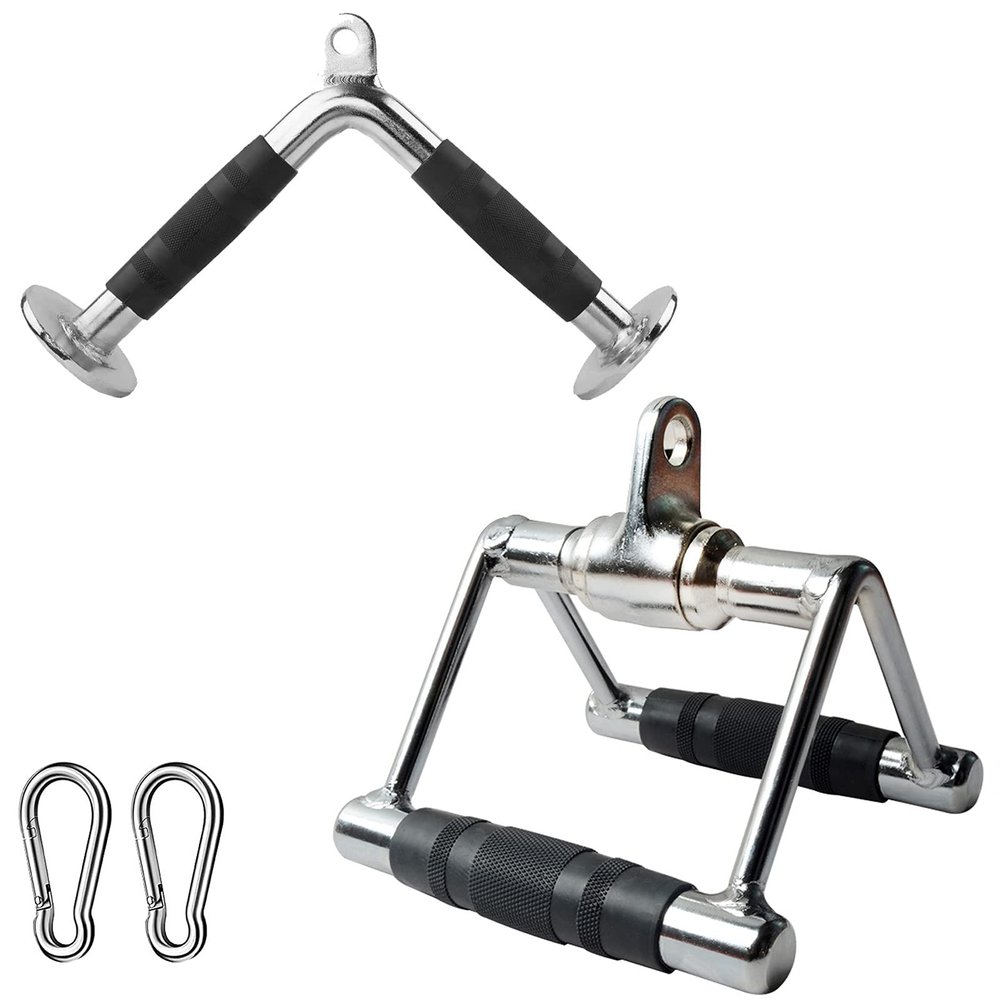 WANGPP Double D Handle Cable Attachment, V Shaped Handle, Exercise Machine attachments for Gym,with Rubber Grip,Home Strength Training for Fitness