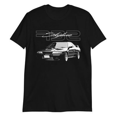 90s JDM Legend Car R32 Skyline Japanese Tuning Short-Sleeve Unisex T-Shirt Black