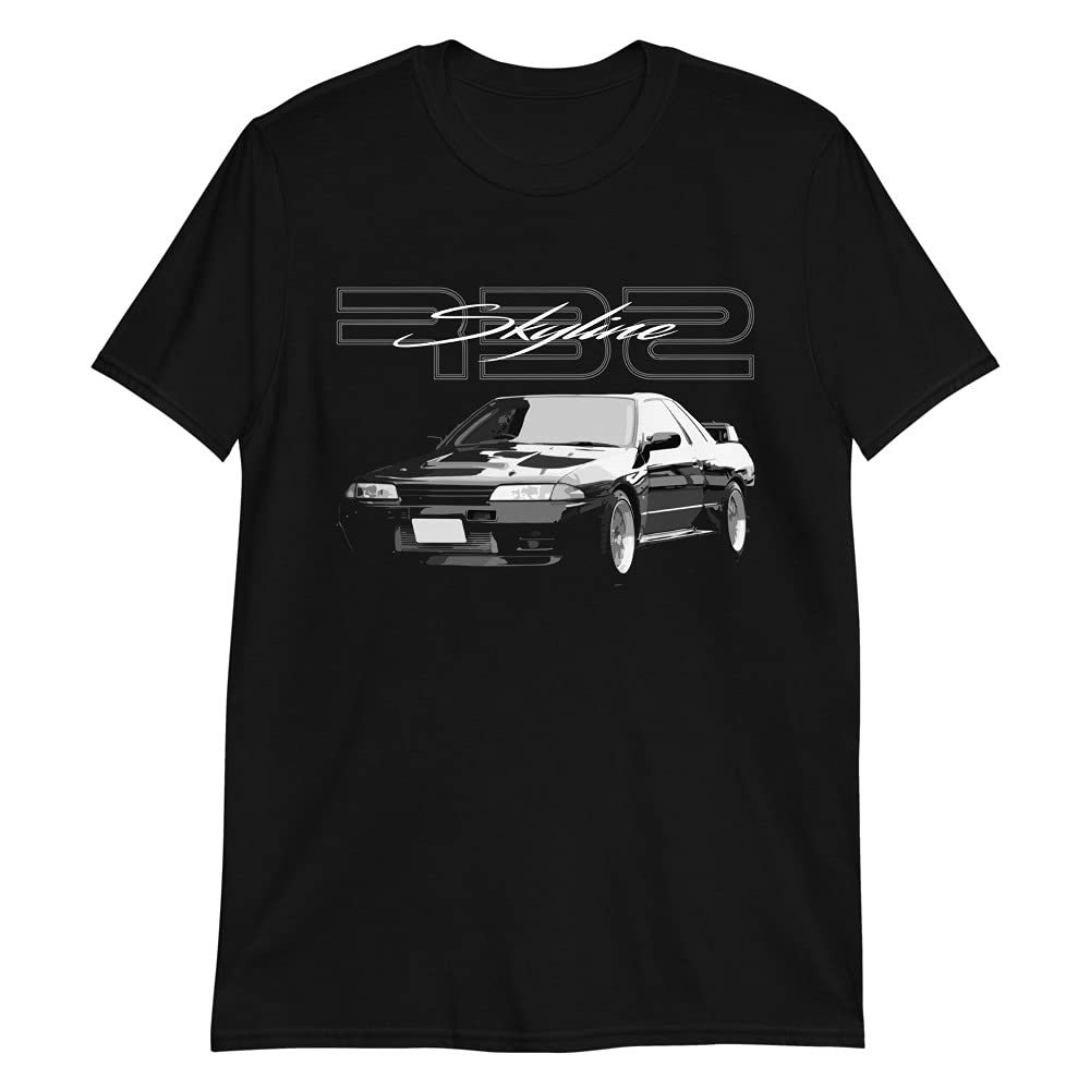 90s JDM Legend Car R32 Skyline Japanese Tuning Short-Sleeve Unisex T-Shirt Black