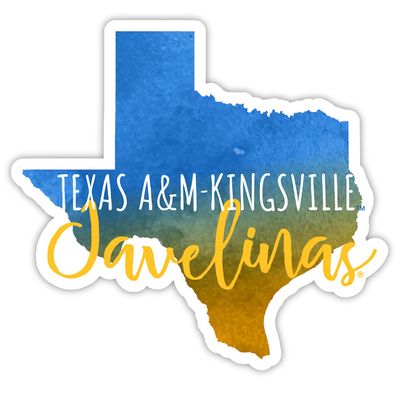 Texas A&M Kingsville Javelinas Watercolor State Die Cut Decal 4-Inch Officially Licensed Collegiate Product