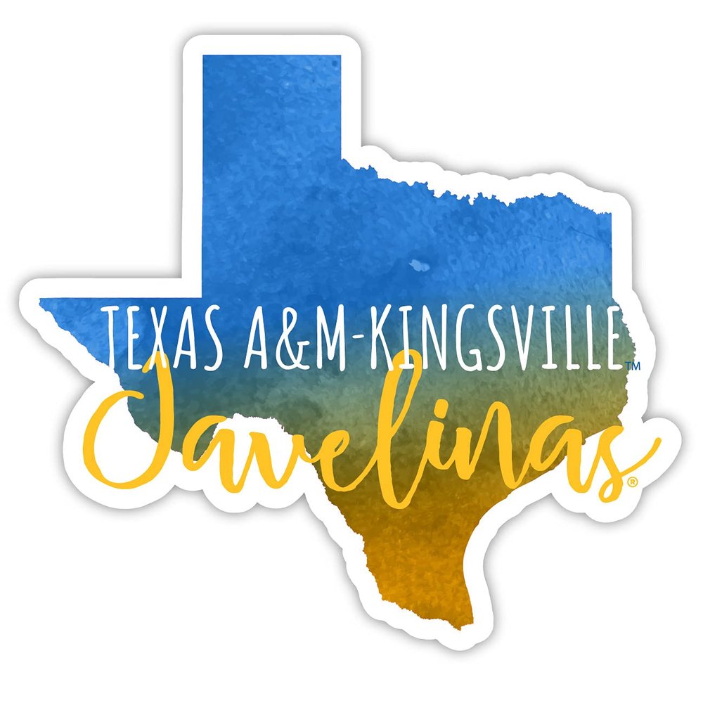 Texas A&M Kingsville Javelinas Watercolor State Die Cut Decal 4-Inch Officially Licensed Collegiate Product
