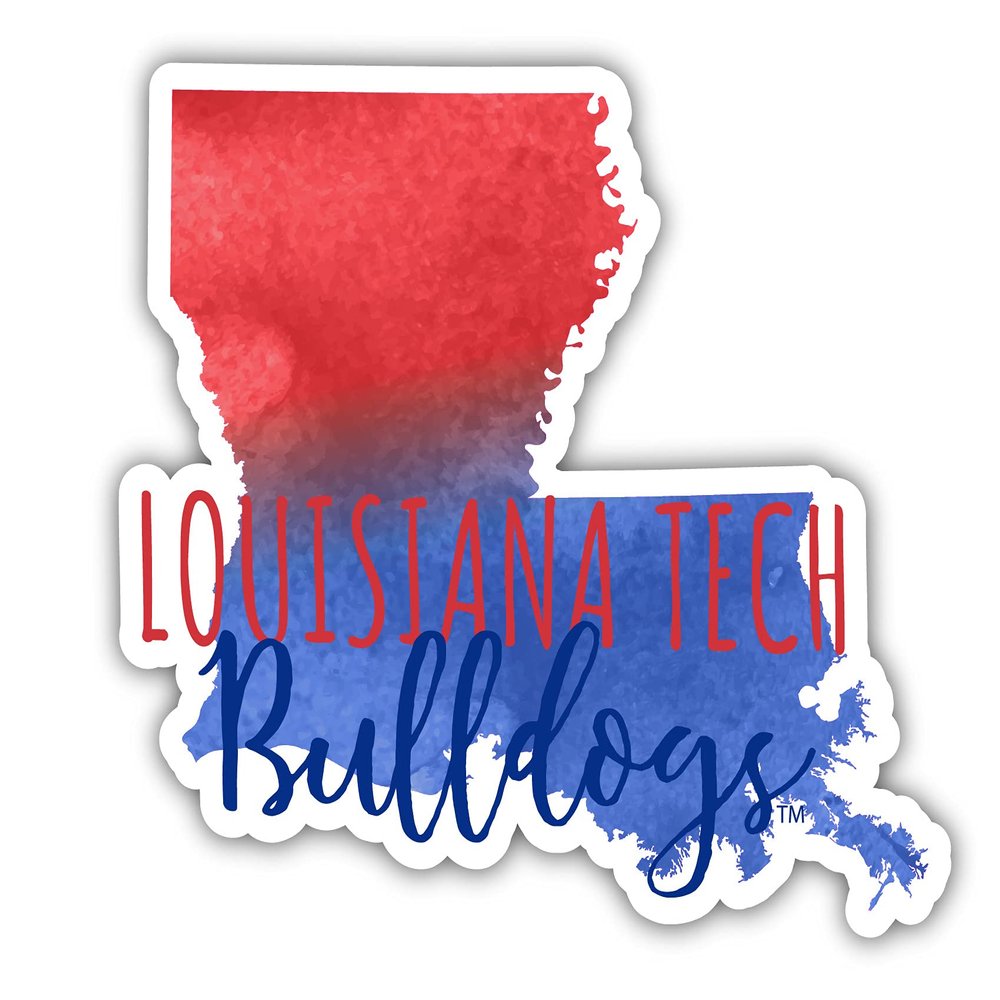 Louisiana Tech Bulldogs Watercolor State Decorative Decal 4-Inch Officially Licensed Collegiate Product
