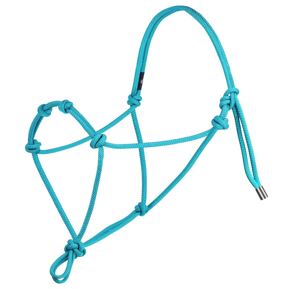 Harrison Howard Rope Halters for Horses Super Sturdy Horse Rope Training Halter with 4 Knot 1/4" Stiff Halter Cord Size Standard - Turquoise