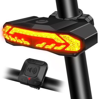 USUPERINK Bike Turn Signals, Bicycle Tail Light with Turn Signals, Bike Tail Light USB Rechargeable with Horn, IP65 Waterproof Anti-Theft Alarm,6 Light Mode Auto On Off, for Bicycle, Ebike, Scooter