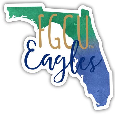 Florida Gulf Coast Eagles Watercolor State Die Cut Decal 4-Inch Officially Licensed Collegiate Product
