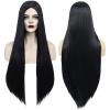 ANOGOL Hair Cap+Long Black Wig Middle Part Witch Vampire Cosplay Goth Costume Long Straight Black Cosplay Wig 93 cm/ 36 Inch Black Wigs with Bangs for Women Movie Character Outfit for Halloween Party view 1