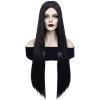 ANOGOL Hair Cap+Long Black Wig Middle Part Witch Vampire Cosplay Goth Costume Long Straight Black Cosplay Wig 93 cm/ 36 Inch Black Wigs with Bangs for Women Movie Character Outfit for Halloween Party view 2