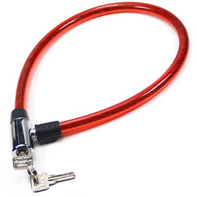 Yinpecly Bicycle Lock Cable 620mm Length Iron Bicycle Steel Door Lock Home Car Bicycle Shop Office Motorcycle Red 1PCS