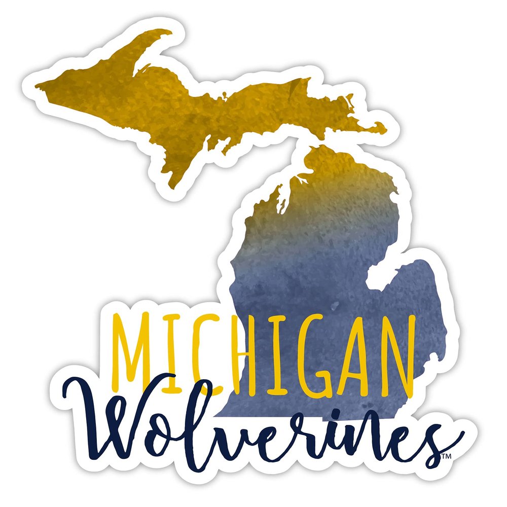 Michigan Wolverines Watercolor State Die Cut Decal 4-Inch Officially Licensed Collegiate Product