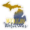 Michigan Wolverines Watercolor State Die Cut Decal 4-Inch Officially Licensed Collegiate Product view 1