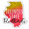 Illinois State Redbirds Watercolor State Die Cut Decal 4-Inch Officially Licensed Collegiate Product view 1