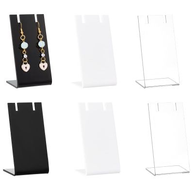 PH PandaHall 6pcs Earring Holder L-Shape Earring Organizer 3 Colors Jewelry Displays Holders Acrylic Necklace Stand for Necklace Jewelry Dangling Slant Back Display Marketing (1.3 x 1.7 x 3.4 Inch)