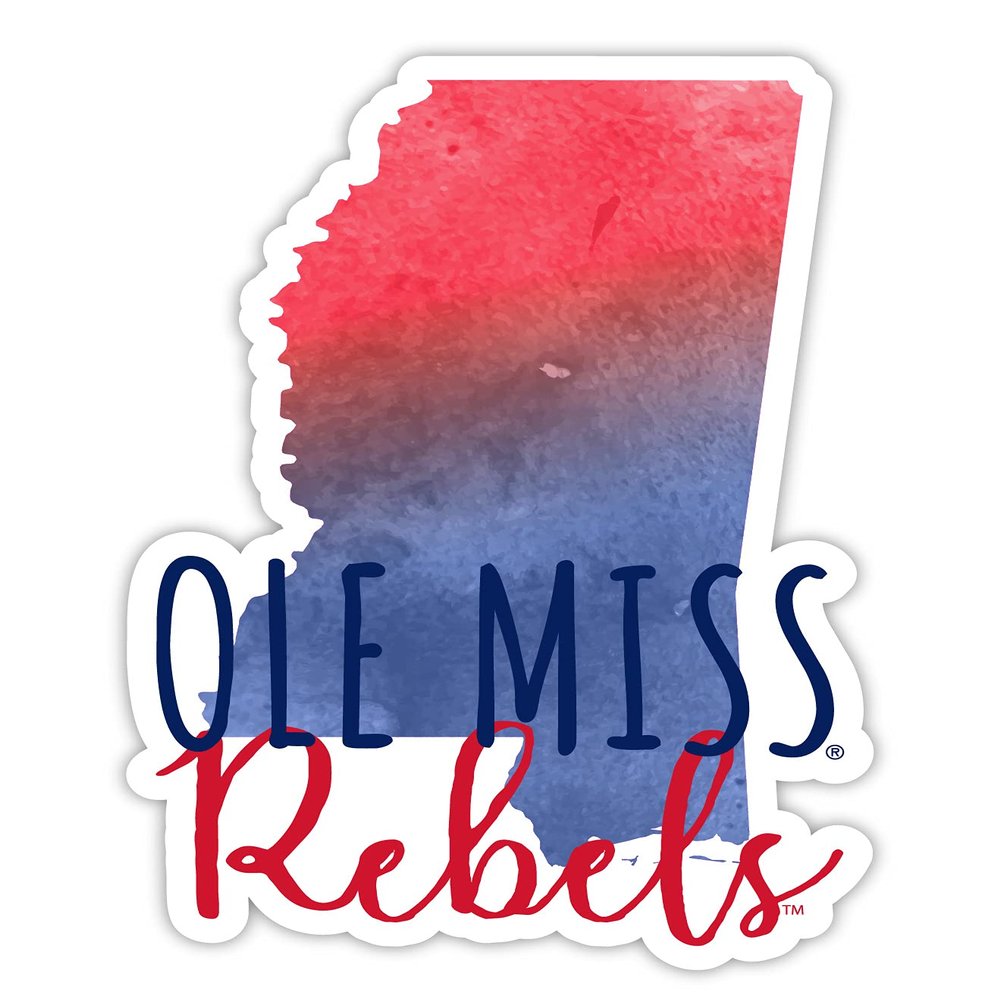 Mississippi Rebels Ole Miss Watercolor State Die Cut Decal 2-Inch Officially Licensed Collegiate Product
